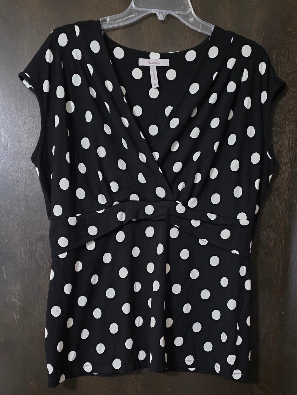 Pepperberry Black Top Sleeveless with White Polka Dots Women's Size 18